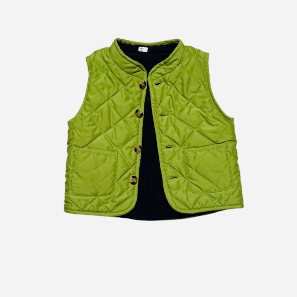 Vibrant Lime Quilted Kids Vest